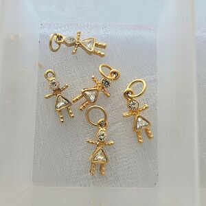 Five Gold Crystal Little Girl Charms